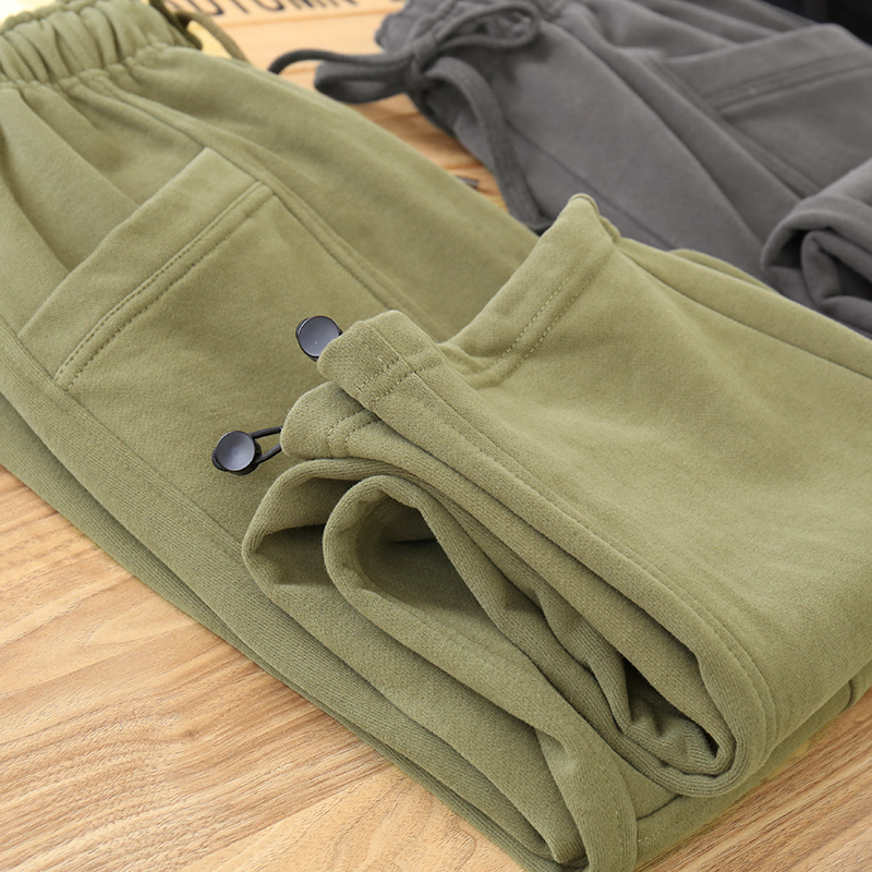 500g 重磅加厚直筒休闲裤 冬季男士宽松全棉水洗拉绒卫裤 长裤 潮