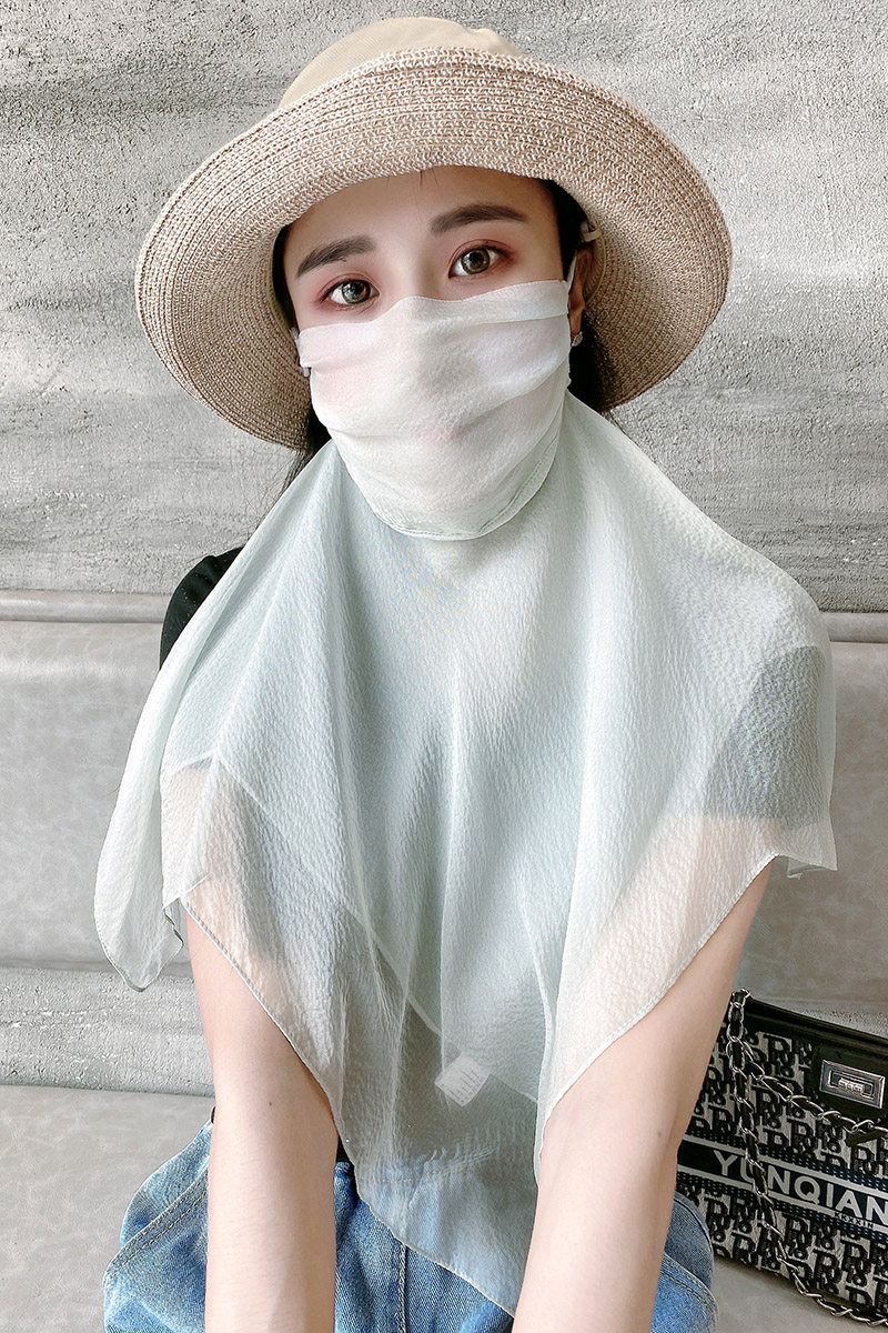 口罩新款防晒面纱夏季古风真丝蚕丝遮全脸薄款防晒面纱