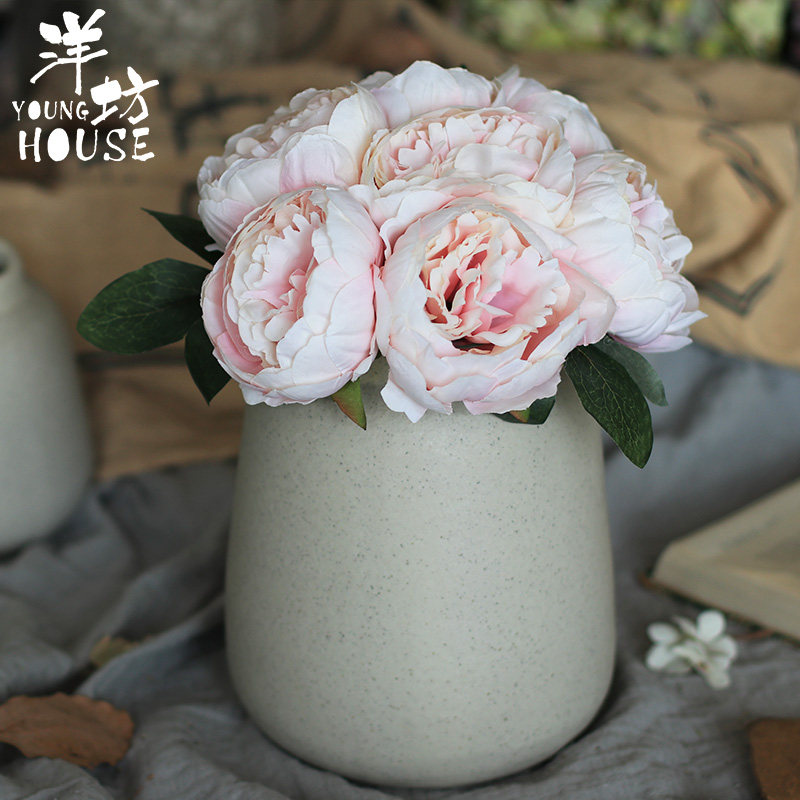 洋坊仿真芍药花单支假花装饰客厅室内内插花艺仿真花