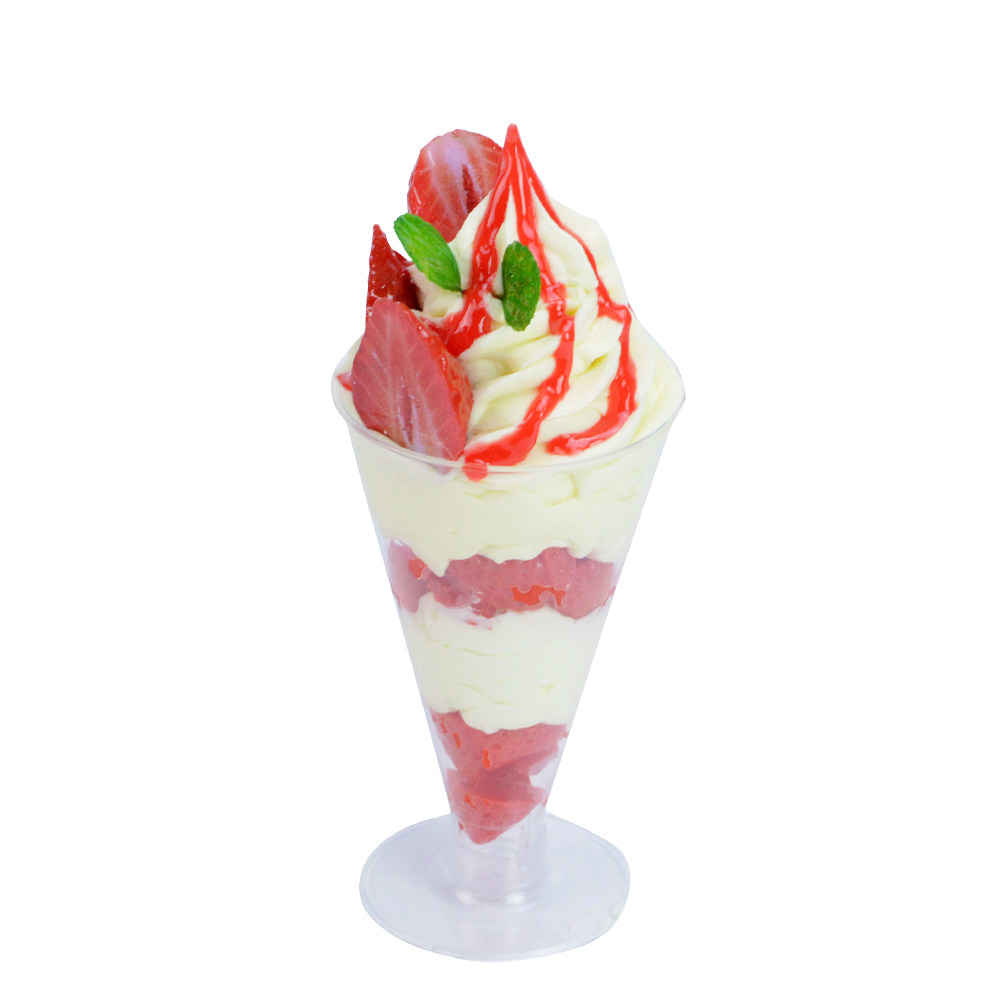 dq仿真芭菲冰淇淋模型高脚杯冰激凌草莓圣代杯蛋筒仿真水果