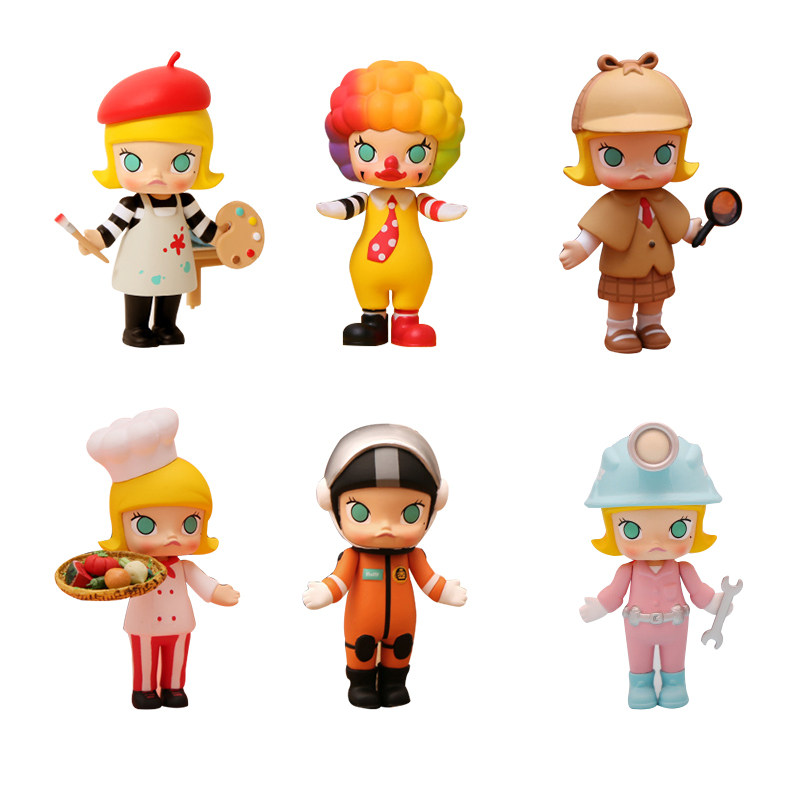 99包邮popmart泡泡玛特职业系列molly彩色小丑画家茉莉潮玩盲盒