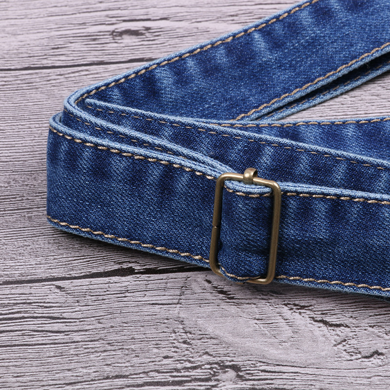 背带裤的背带两根 牛仔布不交叉 纽扣式 可调节可拆卸带子深蓝色