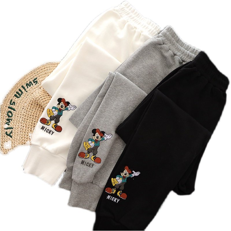 心动卫裤aimeewq秋冬热销刺绣米奇裤子加厚百搭休闲裤