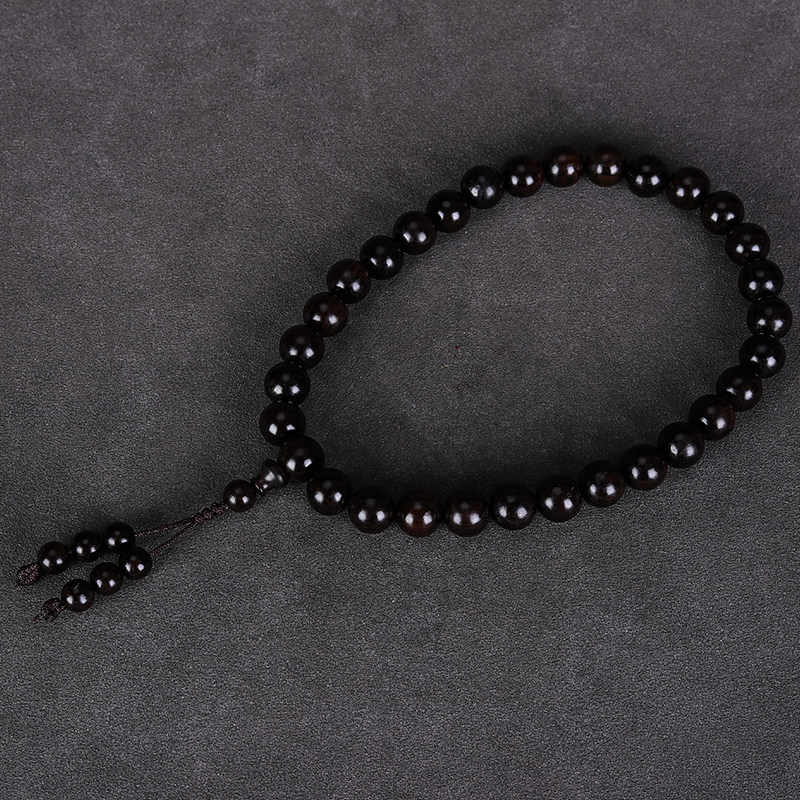 紫光檀老料沉水黑乌木54颗佛珠念珠手持挂件小众木质珠串