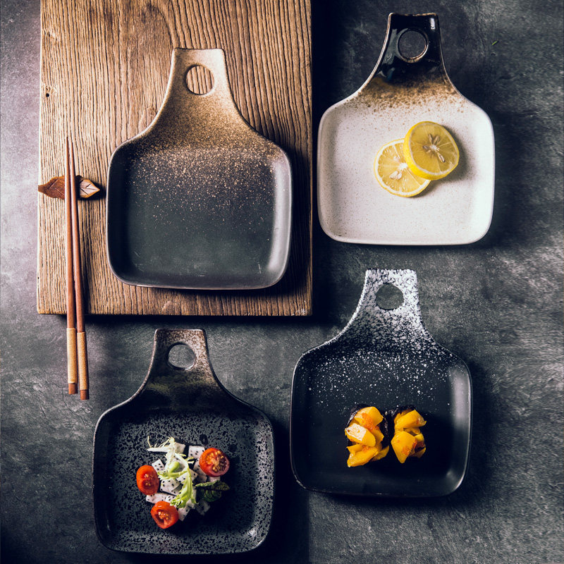 日式铲盘创意手柄平盘早餐餐盘不规则装菜盘子盘