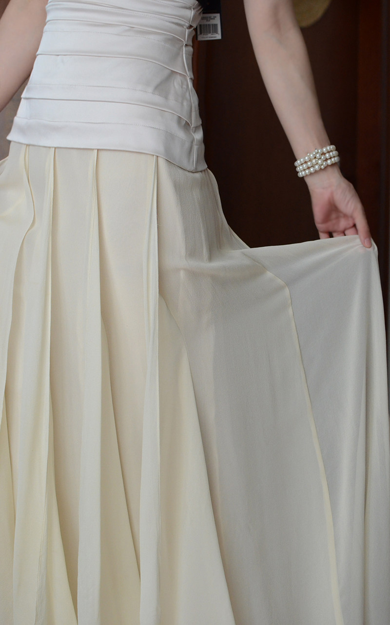 高妙罕见bcbgmaxazria层次塑造感浪漫钢琴真丝落纱长裙