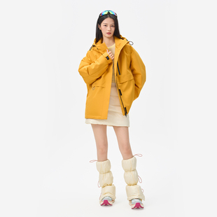 千仞岗2025冬季新款短款羽绒服户外宽松工装风夹克外套亮色上衣女