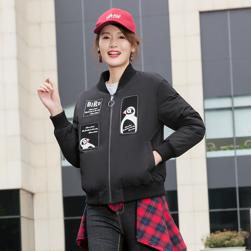 千仞岗正品新款短款棒球领羽绒服女时尚韩版轻薄显瘦外套218025