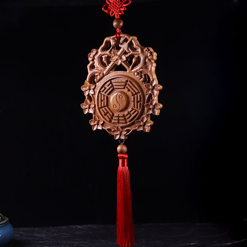 桃花桃木挂件七星平安镇和合镇姻缘镇摆件风水令挂车挂