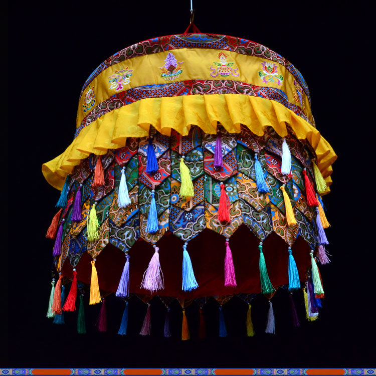 藏式风格藏传佛教寺院佛堂布艺装饰八吉祥宝伞胜利佛教工艺品