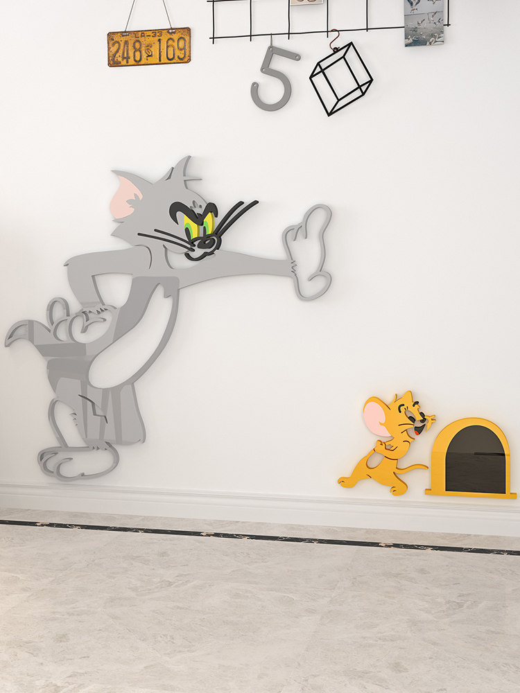 猫和老鼠贴纸墙角贴画创意儿童背景墙面墙贴