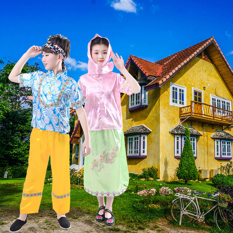 儿童六一多色泰国传统民族服装傣族女童短袖生活民族服装