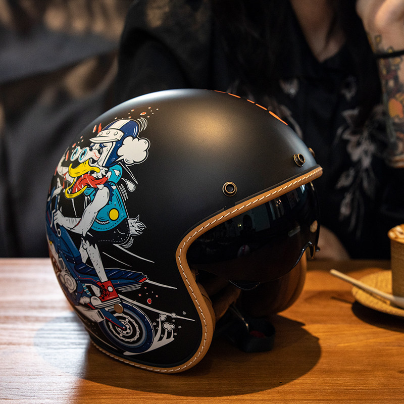 cyril头盔哈雷复古半盔赛罗四分之三盔男摩托车女款摩托车头盔