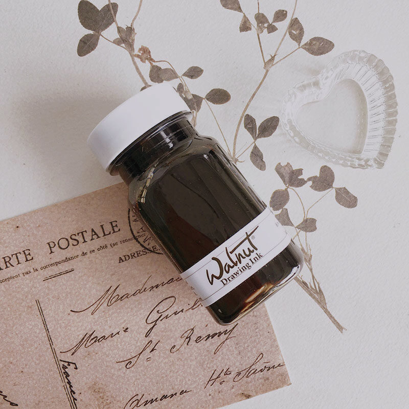 walnut胡桃木颜料蘸水笔点尖笔墨水进口英文书法绘画水彩棕色推荐