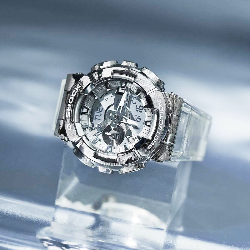 casio卡西欧gshock金属冰川白迷彩迷彩运动表gm110scm1a5600日韩腕表