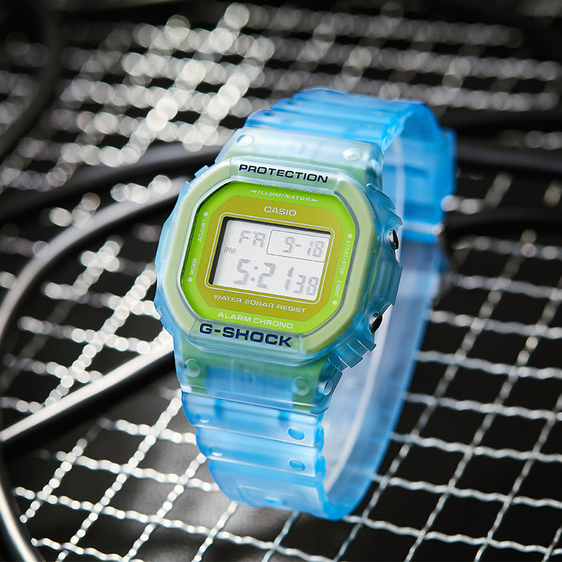 casio卡西欧手表g-shock透明荧光限量版冰电之dw-5600ls-2d日韩腕表