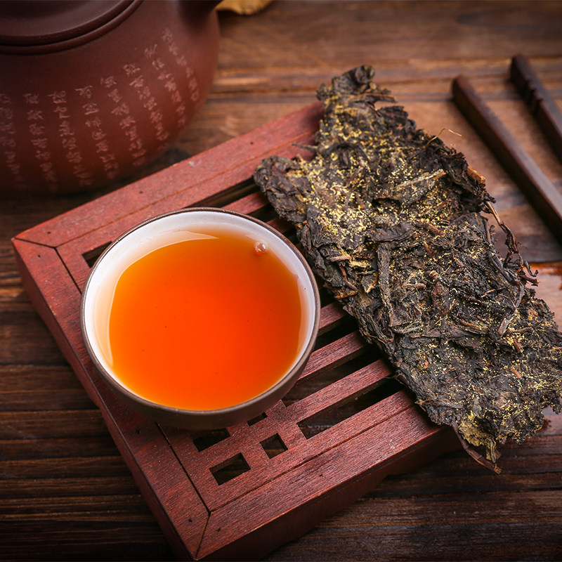 茯茶墨君陕西正宗泾阳金花发酵茶叶黑茶砖茶特色产区黑茶