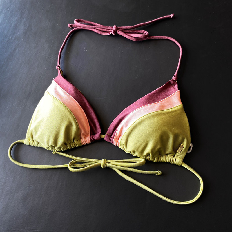 澳洲新款性感三角比基尼游泳衣个性拼接撞色聚拢比基尼