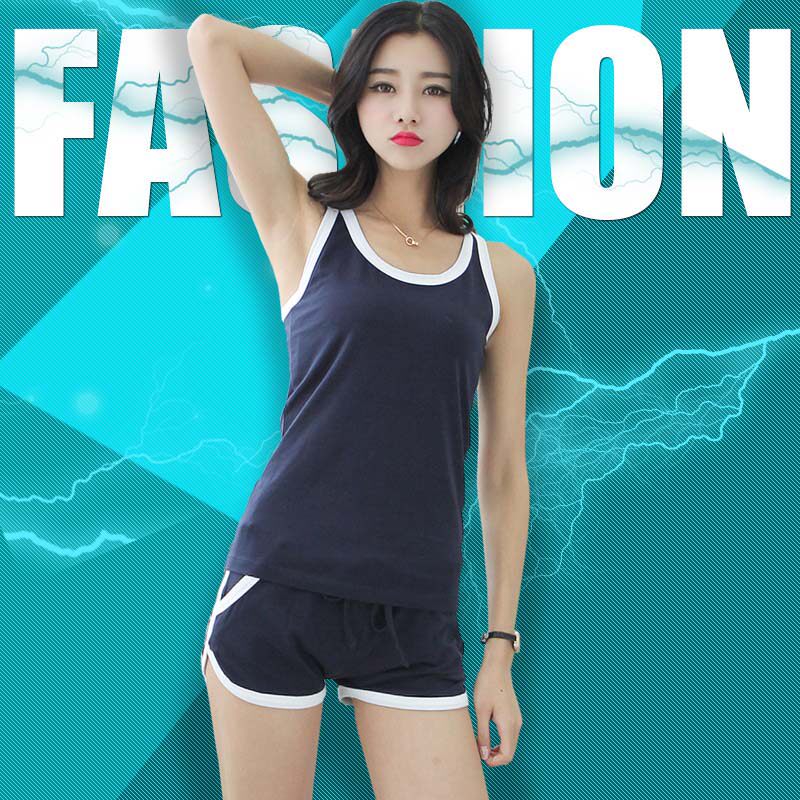 运动背心短裤套装跑步夏季瑜伽纯棉外穿休闲休闲运动套装