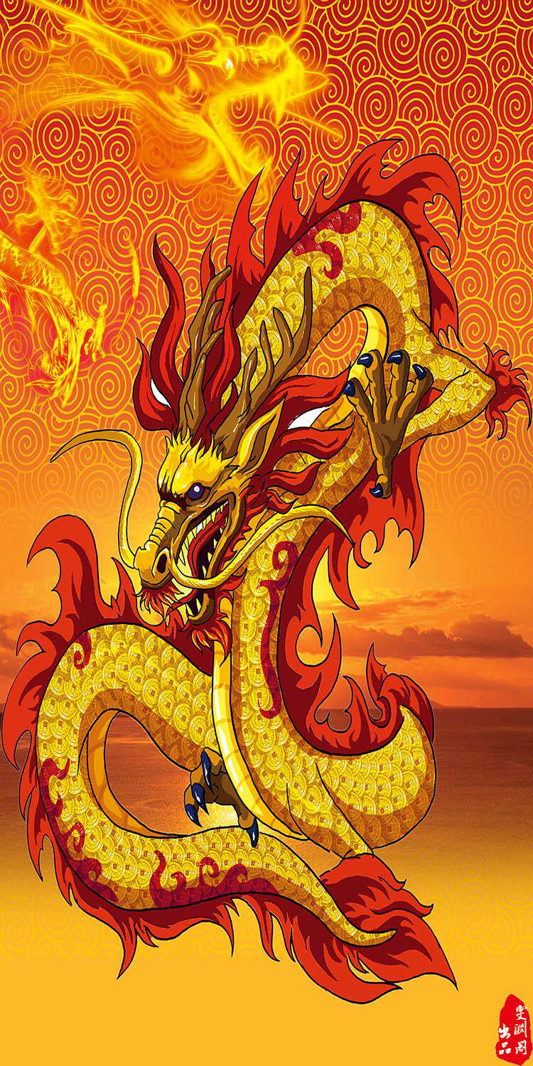 中国龙 丝绸画客厅玄关风水招财挂画镇宅辟邪装饰卷轴画五爪金龙