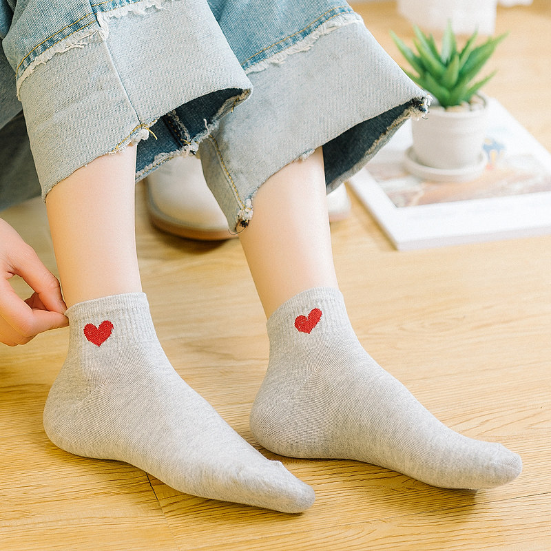 袜子女ins中筒白色学生甜美可爱日系纯棉船袜短袜