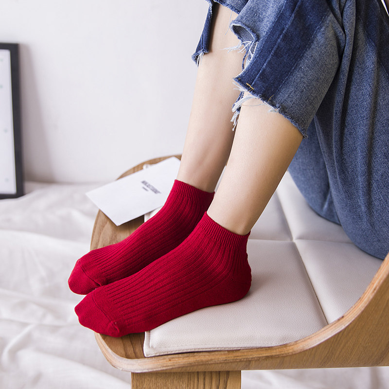 袜子女短袜浅口日系百搭春夏天学院风纯棉可爱ins潮黑色短筒船袜