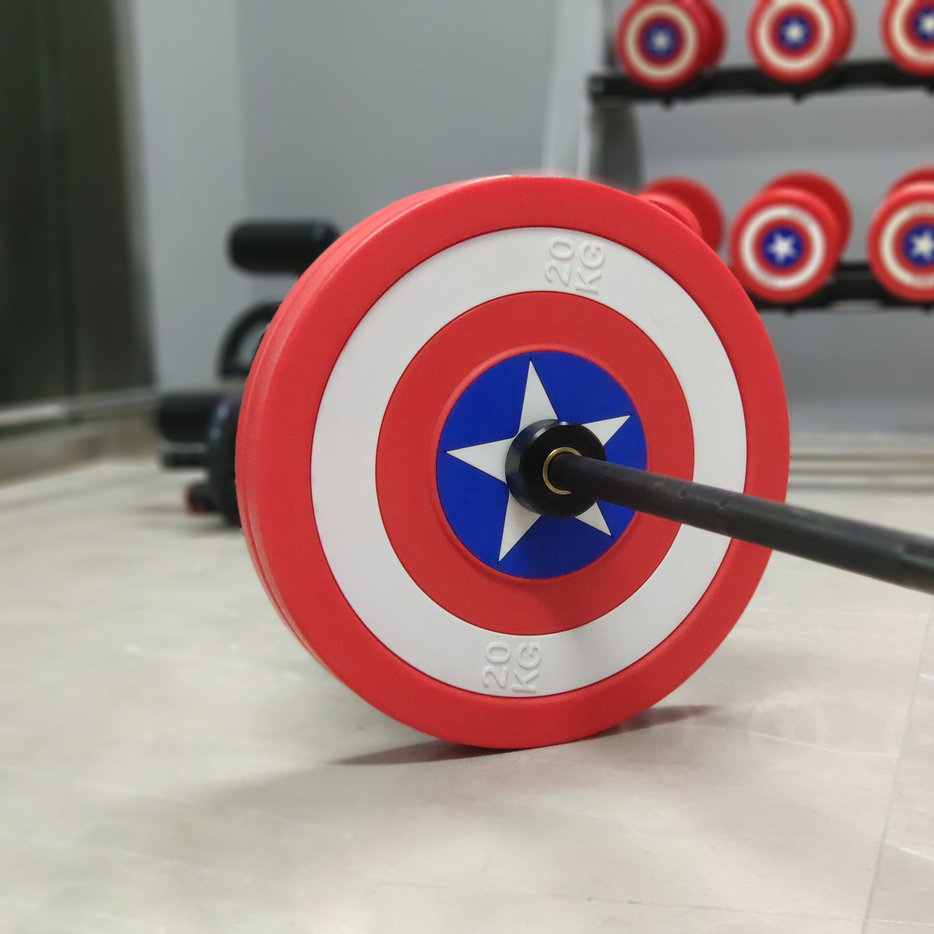 天扬美国队长杠铃大孔橡胶奥片健身房商用训练训练器杠铃