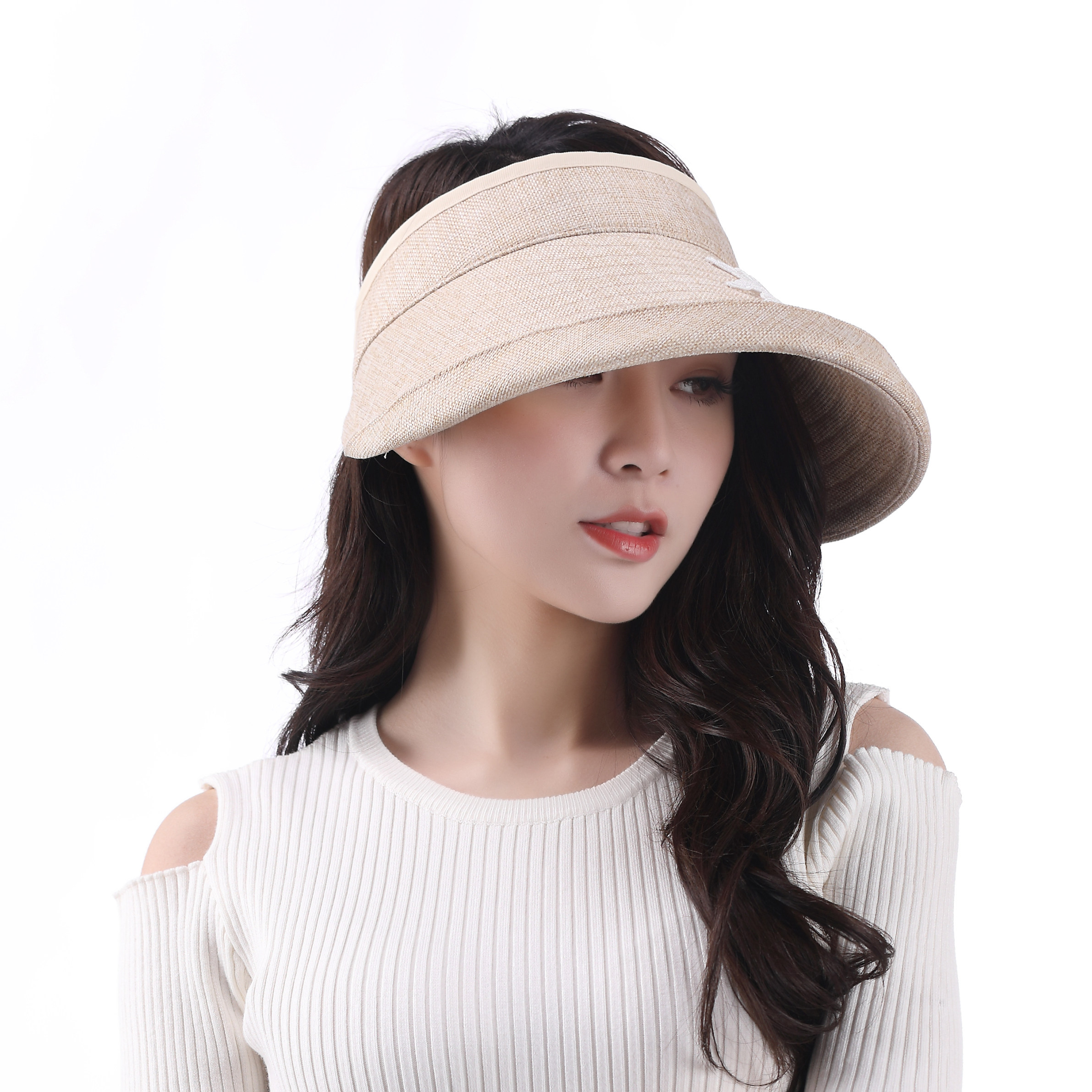 日本夏季空顶女帽防紫外线太阳帽骑车遮阳帽沙滩帽大帽子