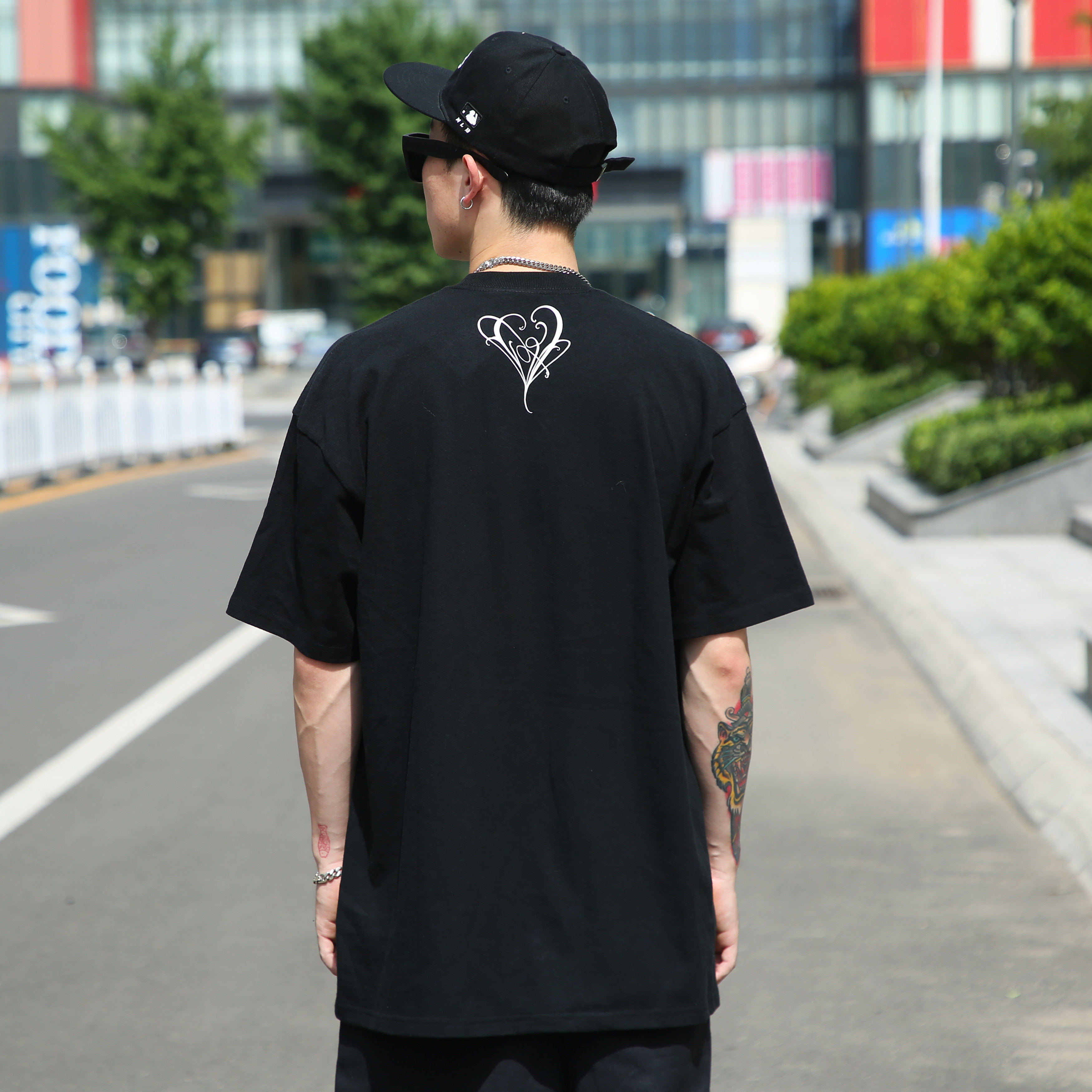 bboy宽松大码街头oldschool西海岸匪帮chicano美式t恤