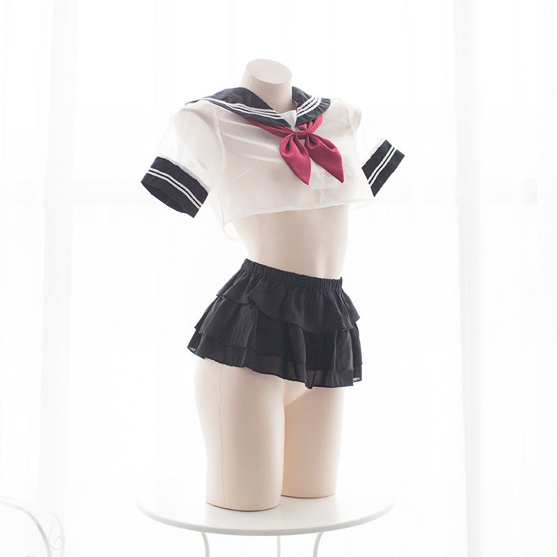 半乳内衣超短裙蛋糕水手透明工口制服超短三超睡裙