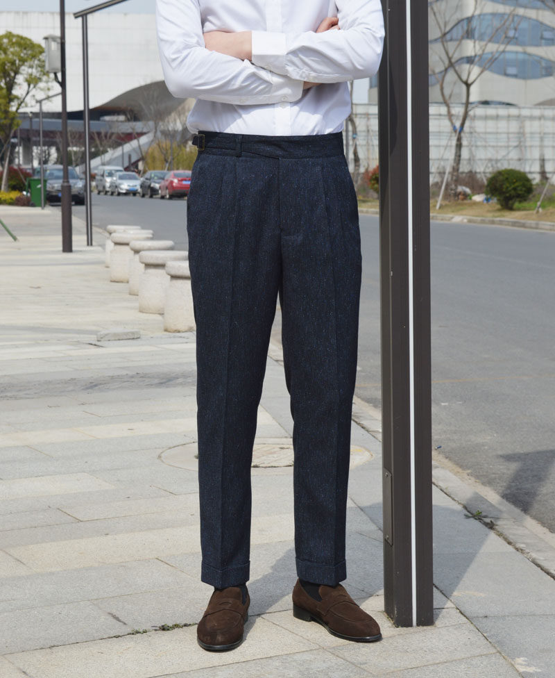 春夏新款藏青青色亚麻gurkhapants复古英军尔格休闲裤