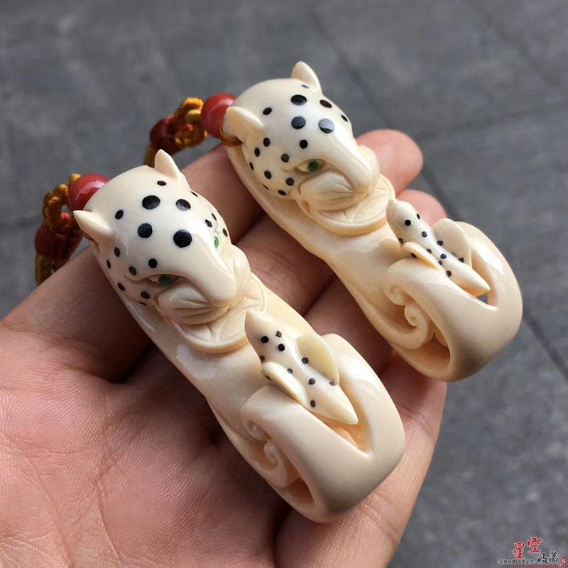 猛犸天然牙豹挂件郭先东手工精雕吊坠项坠