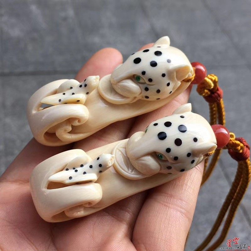 猛犸天然牙豹挂件郭先东手工精雕吊坠项坠