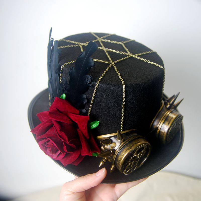 帽子现货手工制重金属齿轮魔术林肯聚会装饰包邮聚会装饰帽子