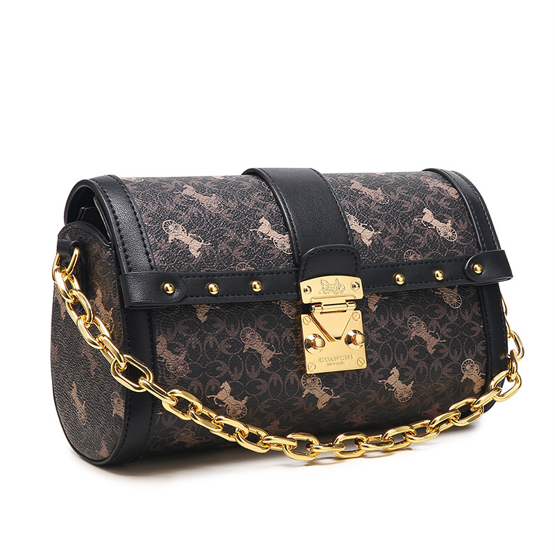 guanchi冠驰美国新款单肩斜挎包手提包翻盖邮差包小方通用款女包