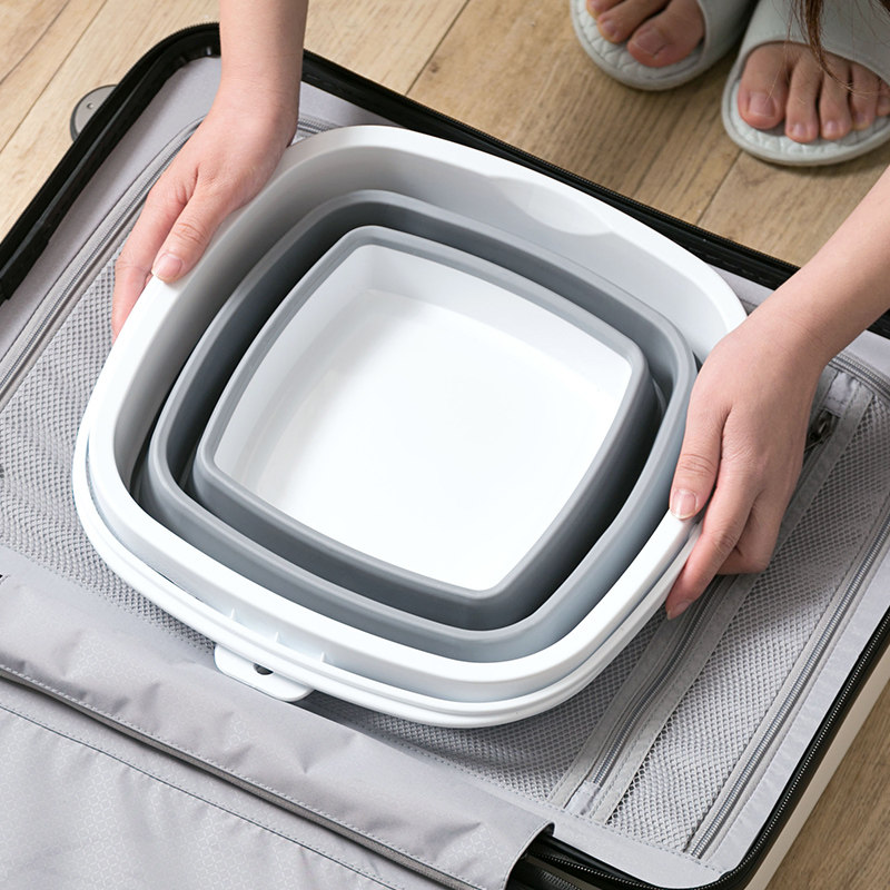 居家家可折叠水盆旅行便携式户外洗脸盆手提钓鱼家用水桶