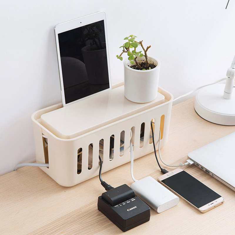 居家家桌面插座电线收纳电源线整理盒子插线集线理线器