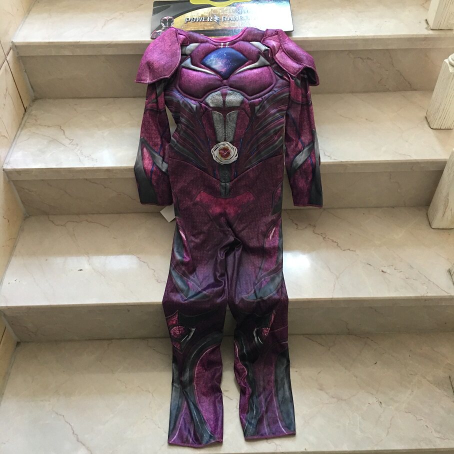 原单男童带点肌肉造型连体衣紫色炫酷面具手套套装