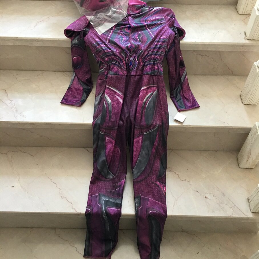 原单男童带点肌肉造型连体衣紫色炫酷面具手套套装