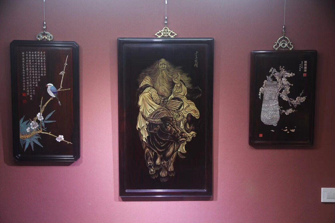 老子出关老挝大红酸枝交趾黄檀木檀木挂屏木雕