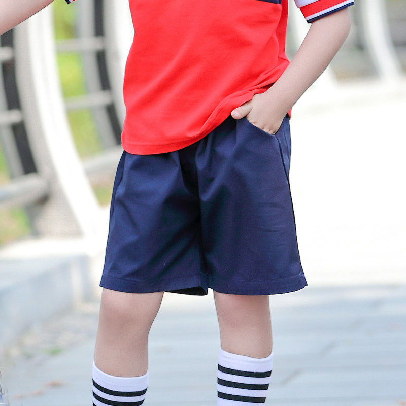 学生纯色七分中裤工装校服夏季纯棉宽松男女运动中长裤/短裤