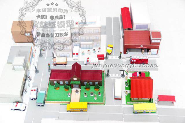 简易儿童手工城市设施场景合集医院其他类型纸模