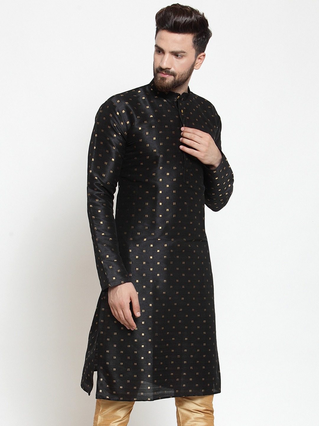 印度传统男装长袍长衫中长丝绵立领礼服年会其他民族服装