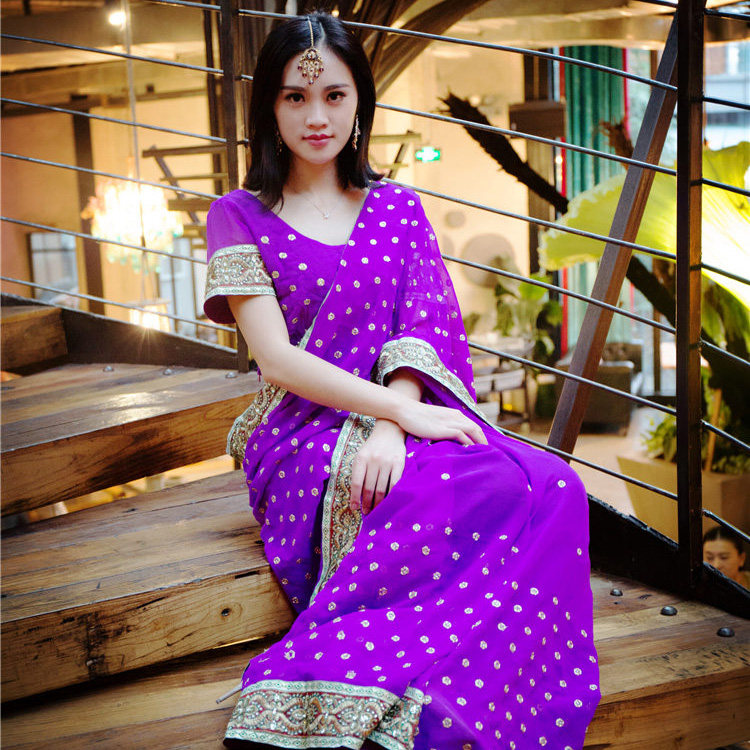 野人人小进口民族服饰印度风生生日party年会纱丽民族服装