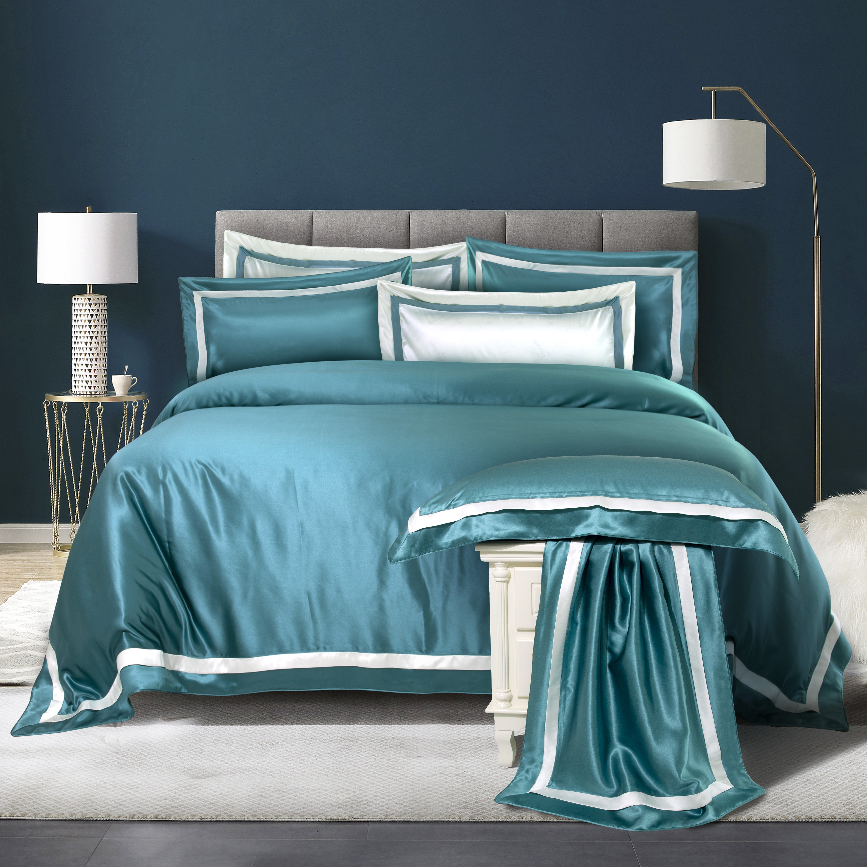 丝若水100桑蚕蚕丝四件件套姆米双边加厚简约床品套件