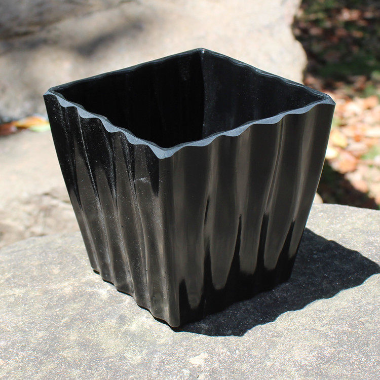 方形塑料花盆密胺材料无孔园艺植物多肉插假花盆栽家居阳台黑白色