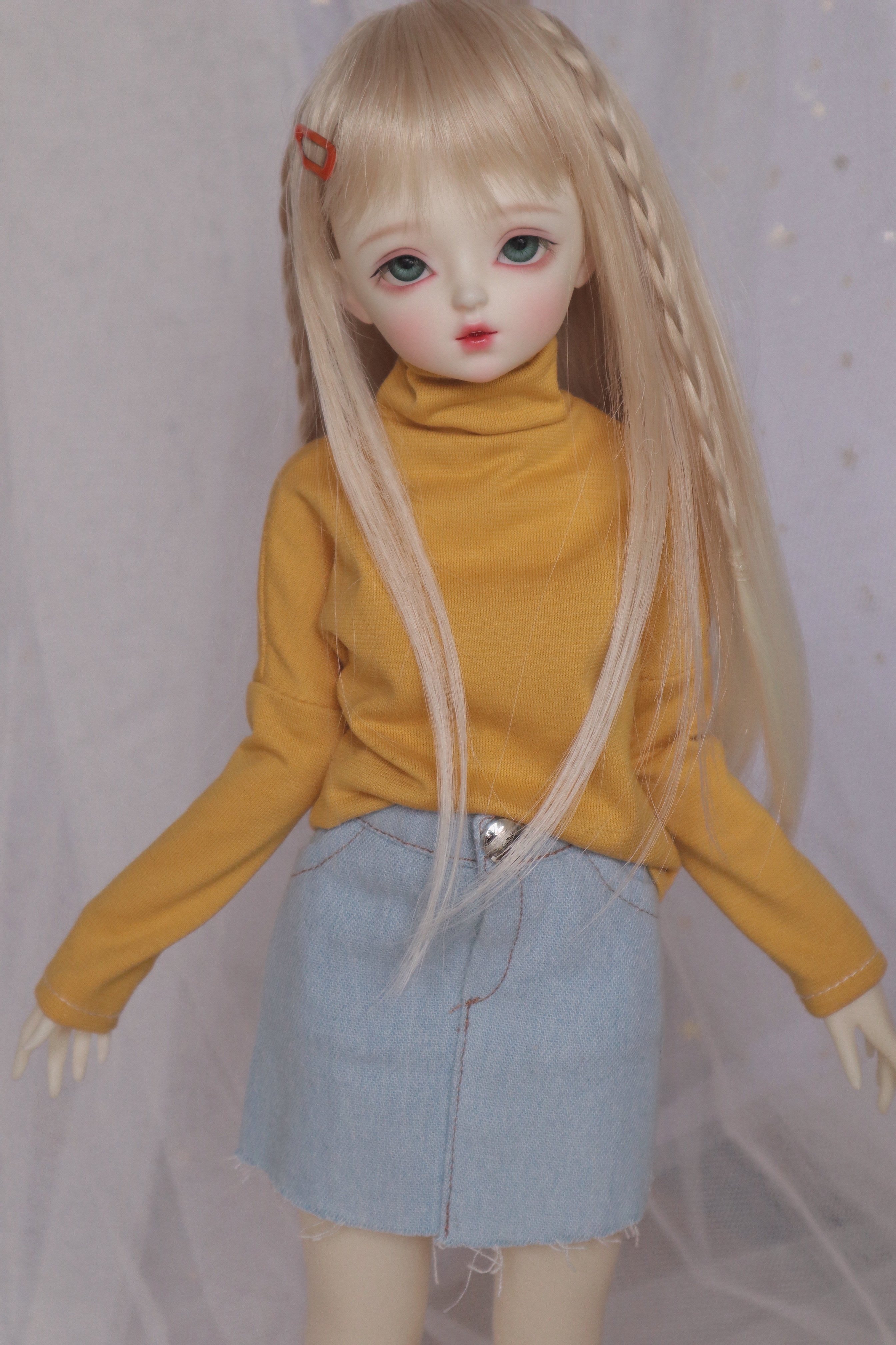 bjd百搭手工磨毛口袋4女日常四分短裙半身bjd娃娃