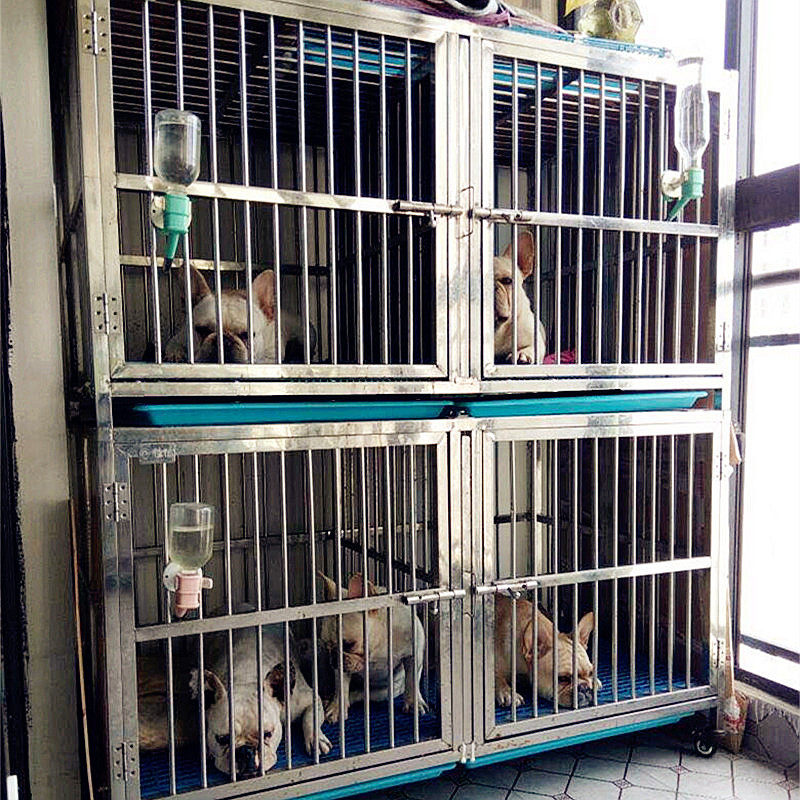 不锈钢加厚不锈白钢折叠安装笼子宠物寄养医院狗笼子