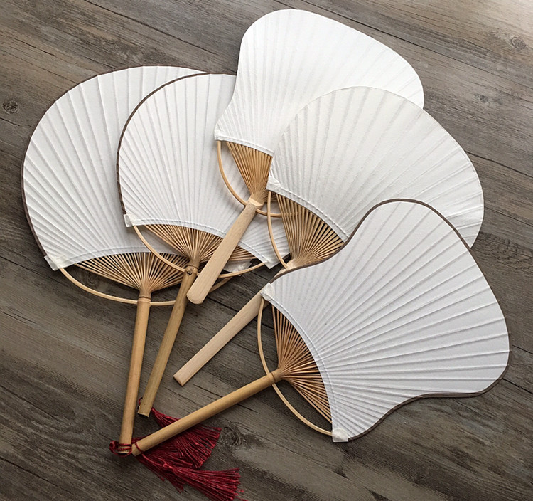 宣纸团扇空白宫扇双面可绘紫竹工艺艺竹椭圆形扇子