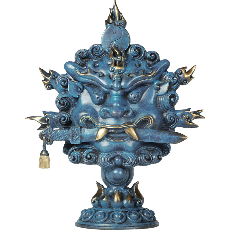 善缘吞口全铜狮咬剑铜狮头摆件兽头睚眦摆件